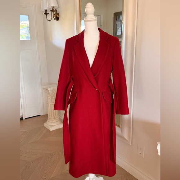 Karen Millen Italian Wool Red Wine Coat - Picture 2 of 9